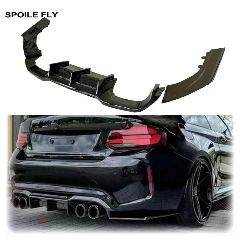 3X 2016 To 2022 For BMW 2 Series M2 M2C F87 Coupe Competition V Style Bumper Rear Diffuser Lip Spoiler Body Kits Gloss Black