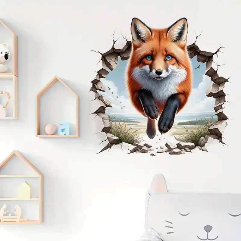 Fox Forest Animal Art  Wall Sticker Bathroom Toilet Decor Living Room Cabinet Refrigerator Home Decoration Decals Stickers M1482