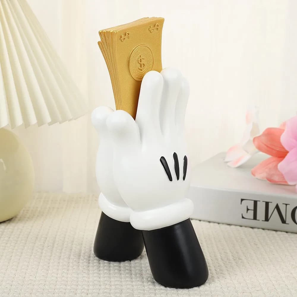 Aesthetic Cartoon Hand Figure Resin Money Statue Figurine Modern Designer Sculpture Luxury Livingroom Decoration Room Accessory