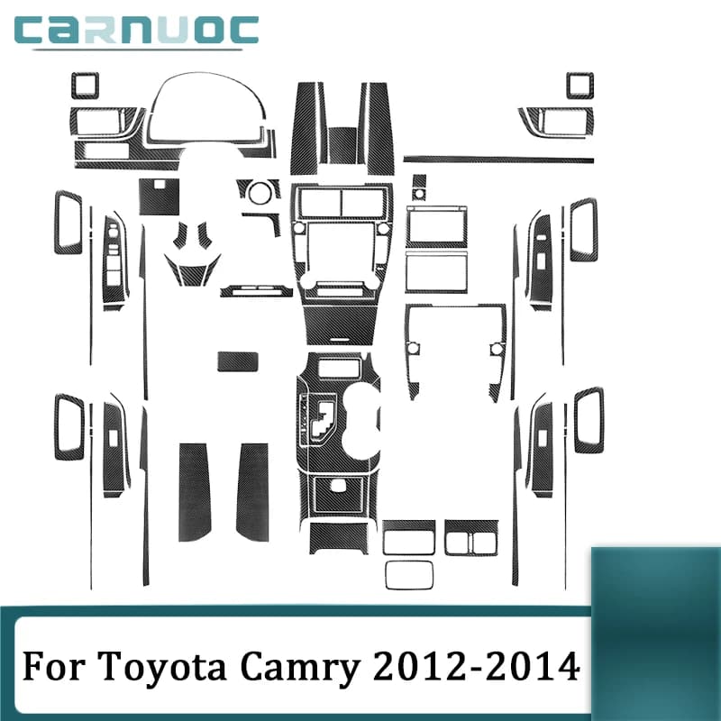 Carbon Fiber Material Black Stickers Cover Trim For Toyota Camry 2012 2013 2014 Car Interior Decorative Accessories
