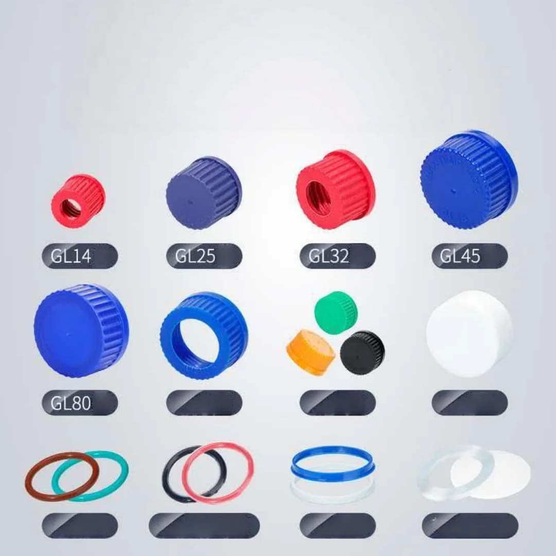 Screw Bottle Blue Cap Bottle Open Bottle Reagent Bottle Cap PTFE Sealed Silicone Gasket GL14/GL18/GL25/GL32/GL45/GL80/PP/PBT/PTF