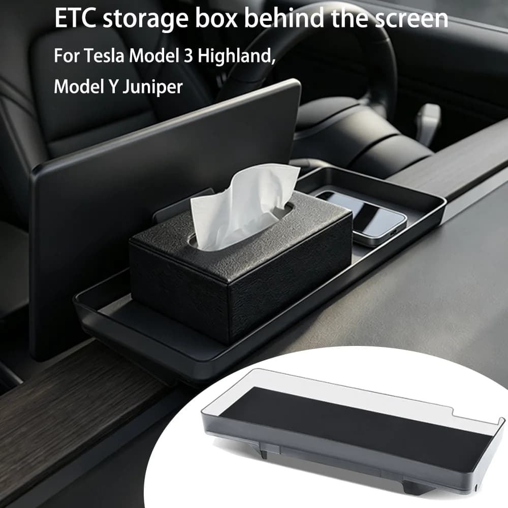 For Tesla Model 3 Highland & Model Y Juniper Tray Magnetic Under Screen Hidden Storage Box Magnetic Hidden Screen Box
