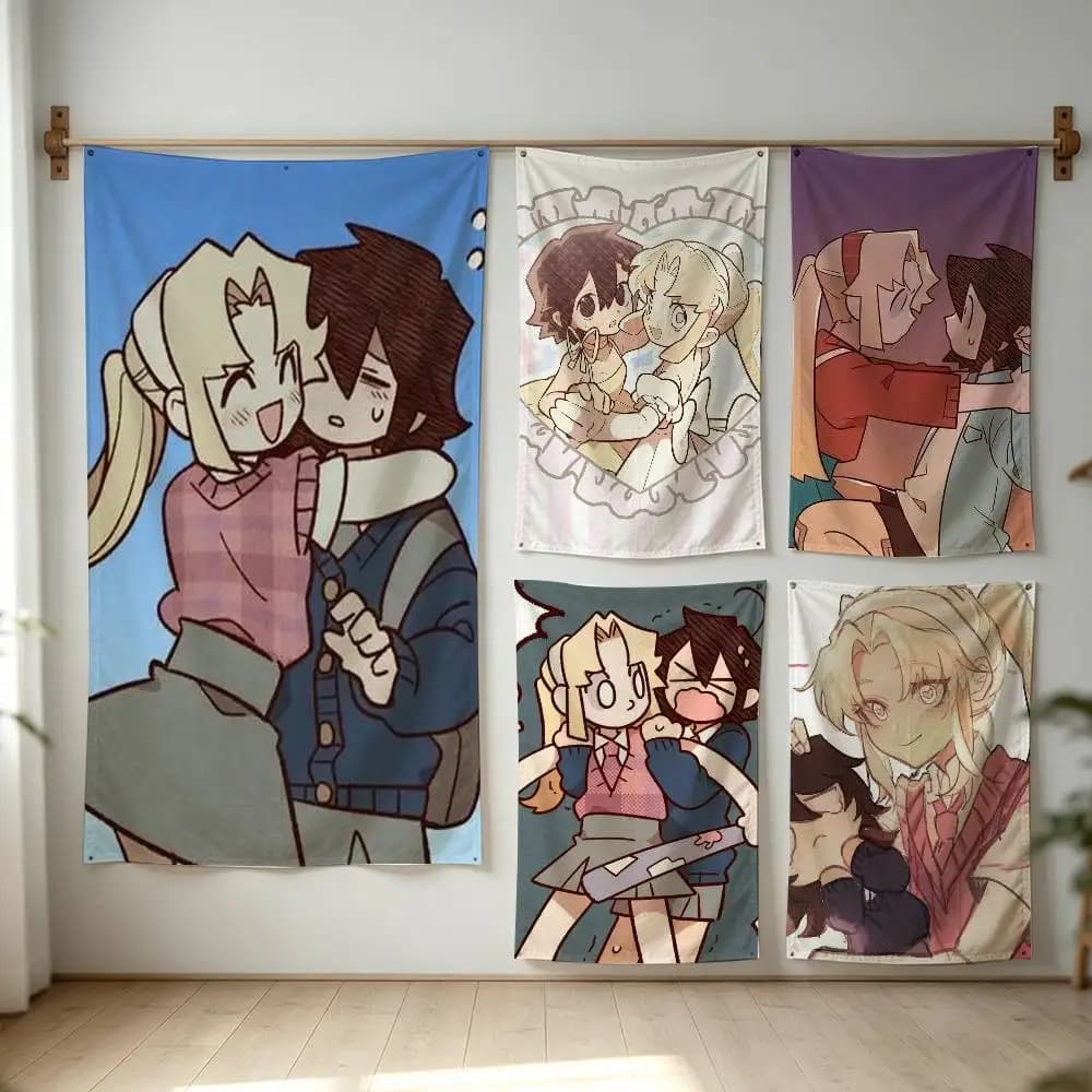 I Love Amy AMY x BIBI Anime Flag Digital Printing Banner for Garage Wall Out Door Decoration