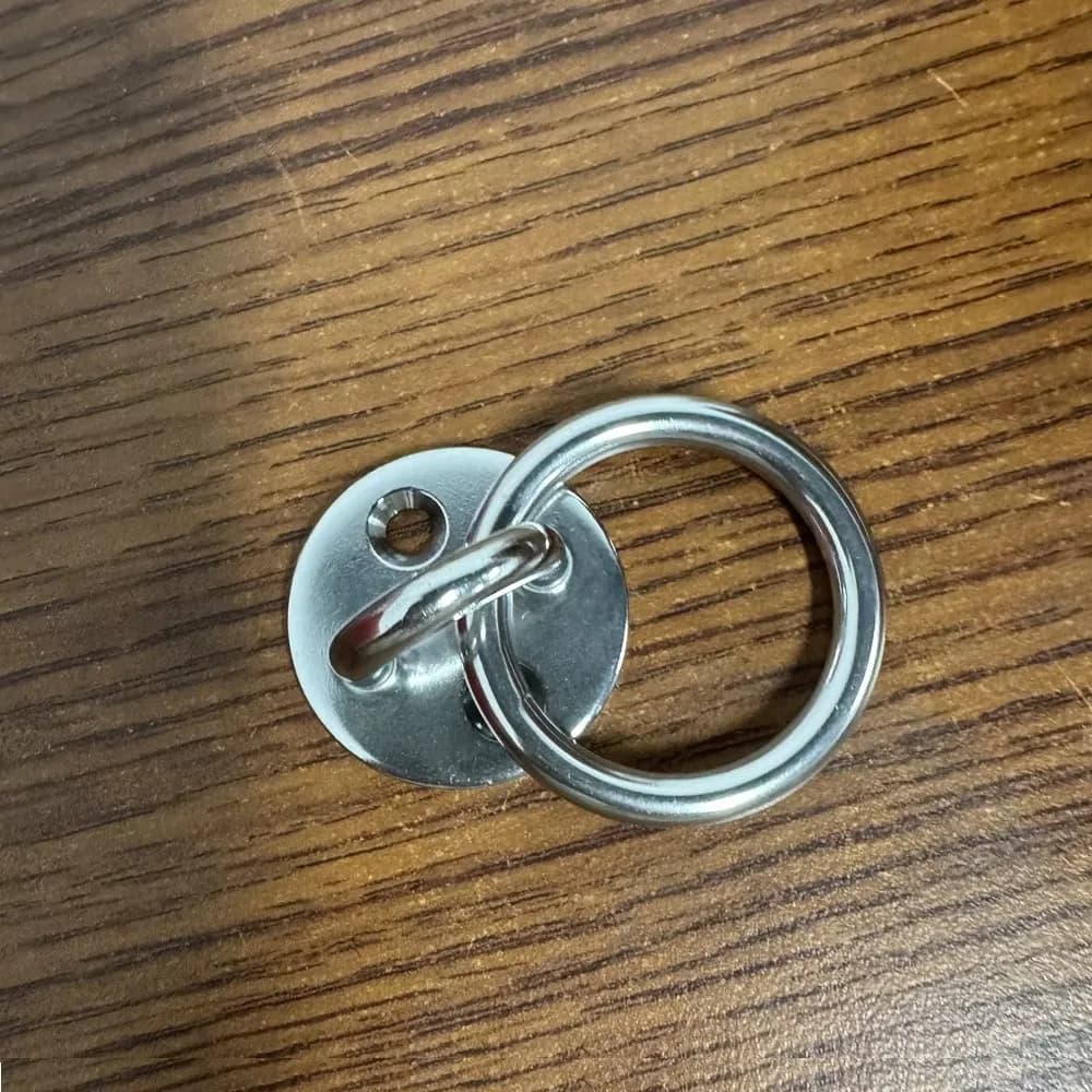 Placa  ojo redonda  acero inoxidable 304, 4 piezas, con anillo para ganchos  techo  suspensión
