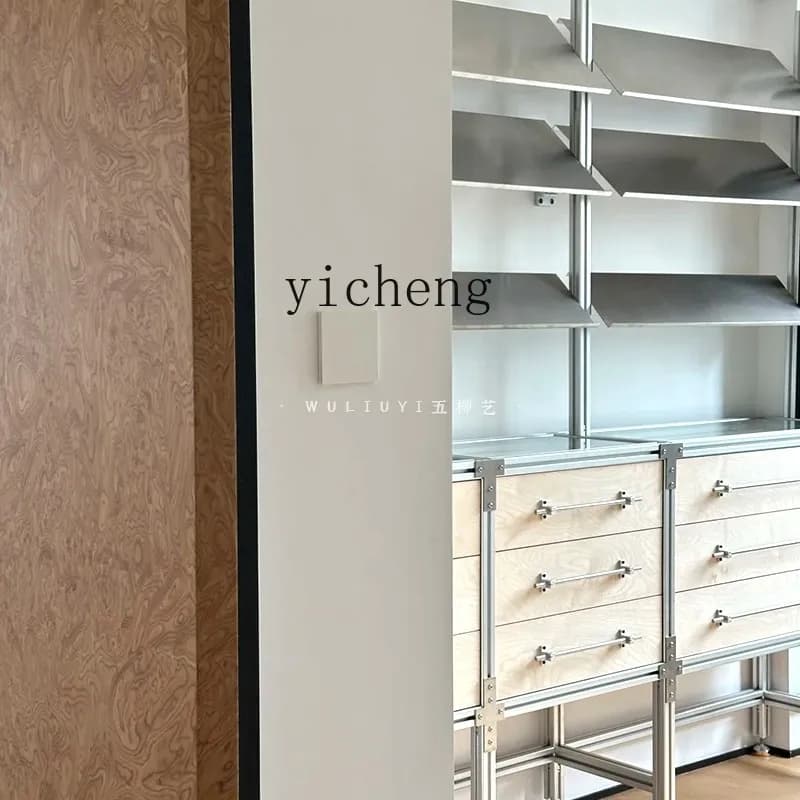 a1 Stainless Steel Floor Standing Partition Storage Glass Display Rack Aluminum Profile Multi-layer Shelf