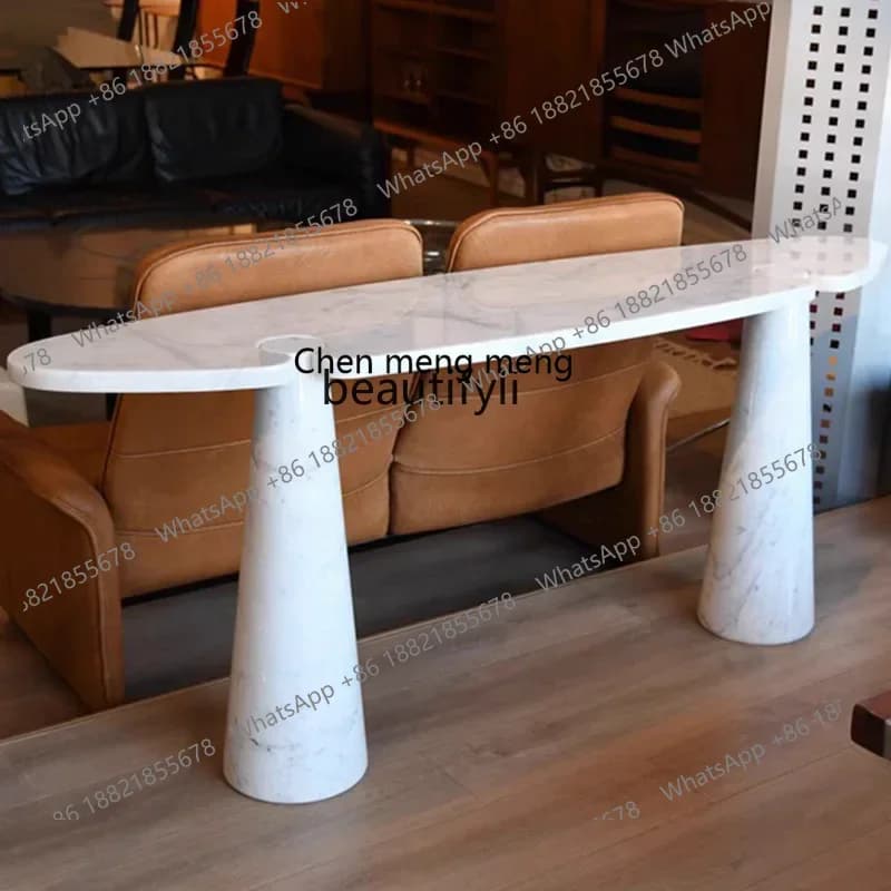 182Q  Natural Marble Porch Table Modern Minimalist a Long Narrow Table Corridor Aisle Wall-Mounted Light Luxury Console Tables