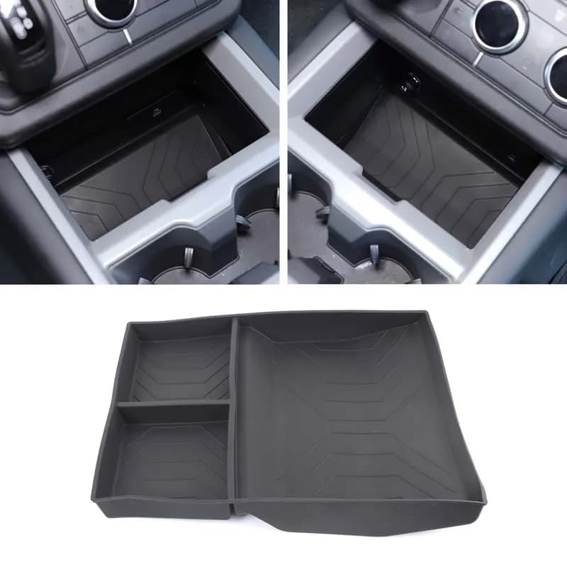 For Land Rover Defender 90 110 130 2025 Silicone Black Car Center Control Lower Storage Box Trim Interior Car Accessories