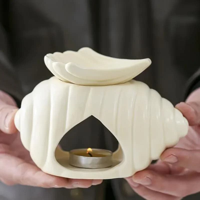 Detachable Ceramic Conch Essential Oil Burner Waxes Melt Burner Warmer Tealight Candle Holder Home Tabletop Decor Yoga Spa Gifts
