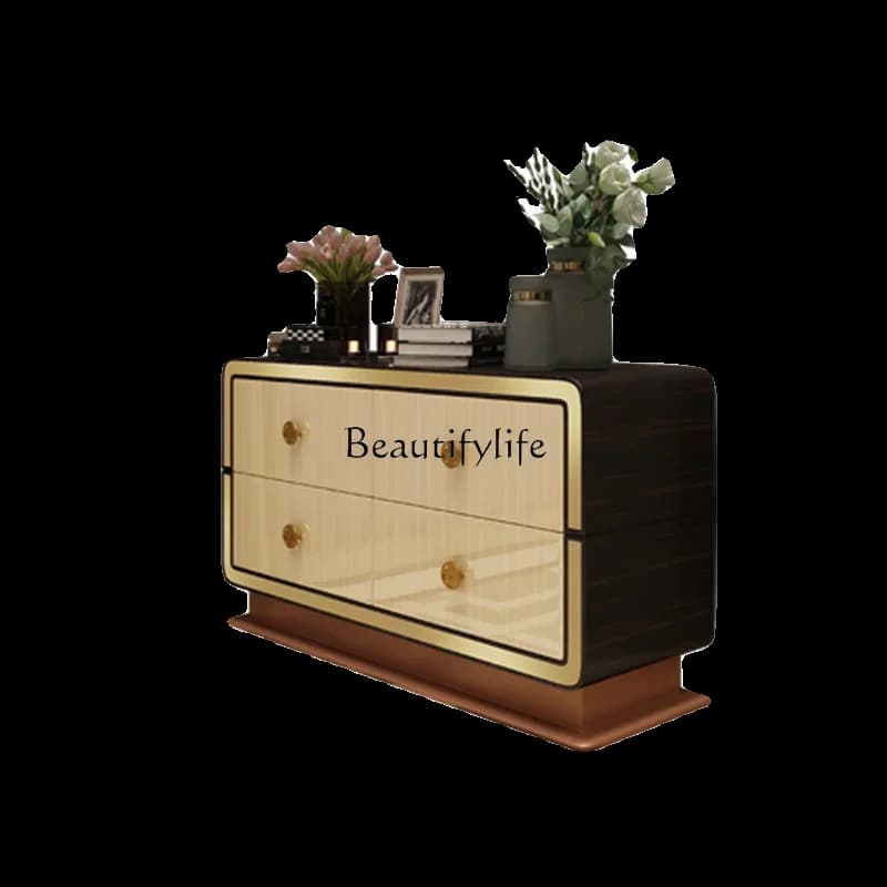 yj21 Italian light luxury porch cabinet simple modern solid wood storage drawer cabinet