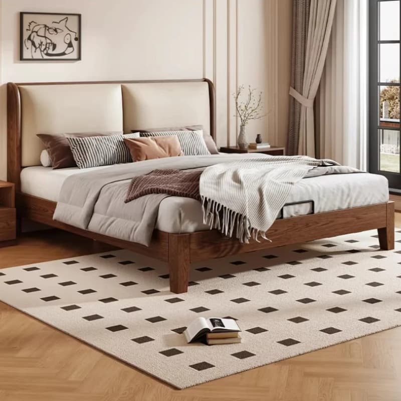 Design Wooden Bed Luxury Bedroom Bedroom Double Single European Simple Bed Headboards Modern Letto Matrimoniale Unique Furniture