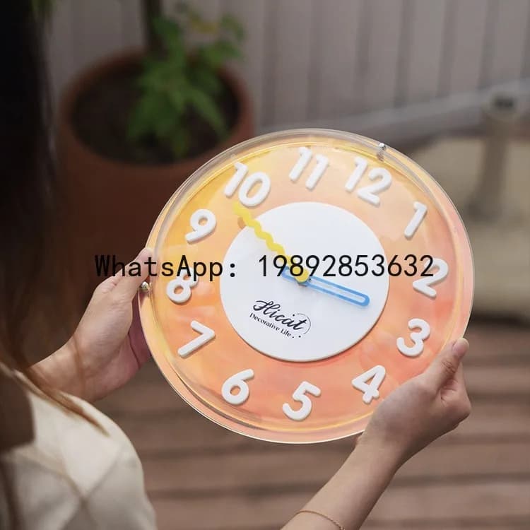ZB creative colorful wind clock wall clock living room home bubble hanging pendulum dual-purpose Internet celebrity light