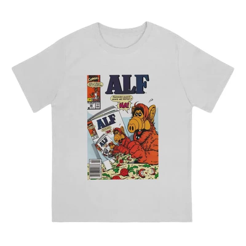 0210 Alf Men's T Shirts Tv Comedy Gordon Shumway Sitcom Cat Series Alien Hipster Tee Short Sleeve 100% cotton  All size tops