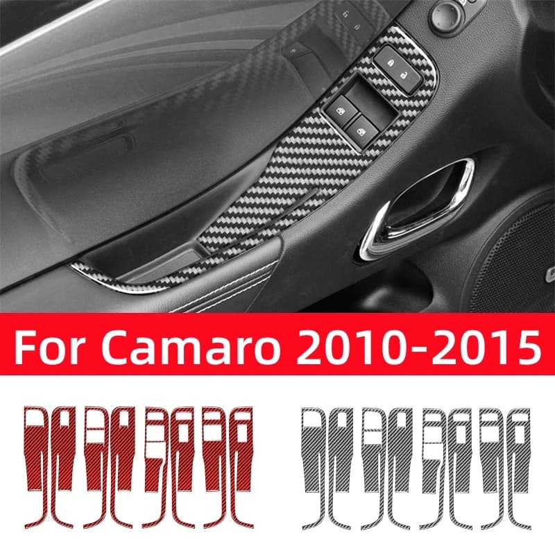 Real Carbon Fiber for Chevrolet Camaro 2010-2015 Accessories Interior Car Windows Lifting Control Panel Trim Cover Decor Sticker