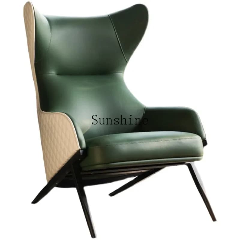 Nordic leather single sofa high back lazy leisure chair living room bedroom light luxury chair  FT