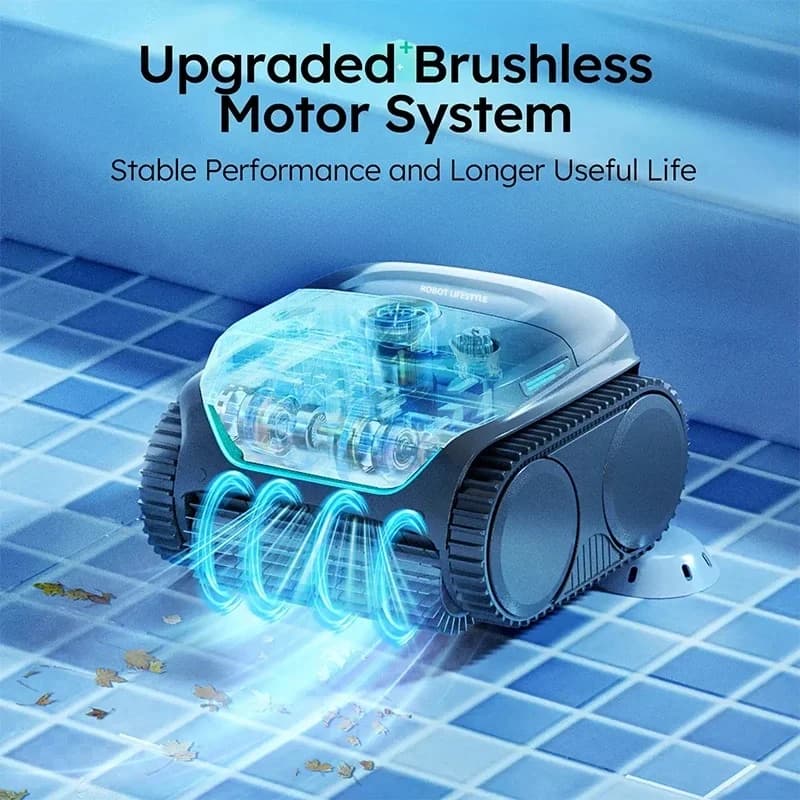 Robot Pool Cleaner Cordless C2 APP Cleaning Background and Walls 180um+Ultra Fine Filter 3Hours Runtime Scheduled Periodic