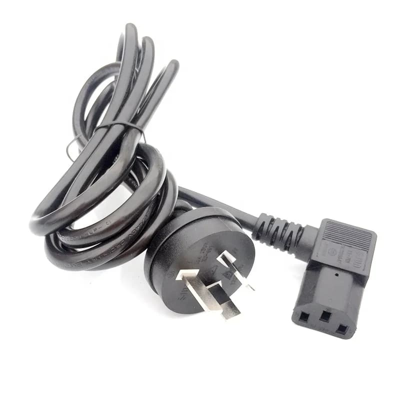 5pcs 2m Black SAA AU 3 Pin Power Cord Australia With Right Angle C13 H05VV-F 3G*0.75mm2