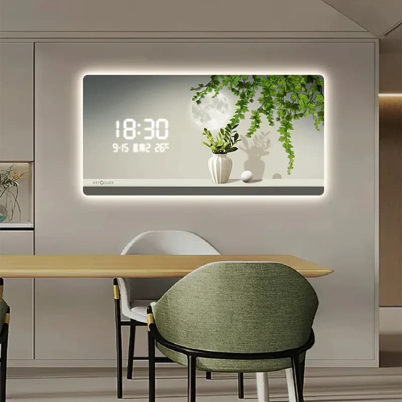 Design Unique Wall Clock Office Nordic Aesthetic Temperature Date Wall Clock Square Modern Reloj Pared Living Room Decoration