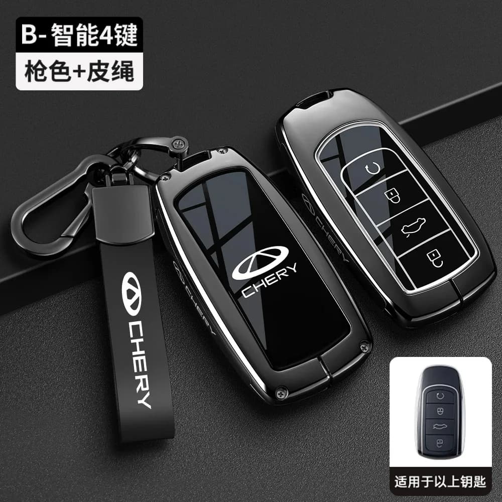 Zinc Alloy Smart Remote Key Fob Cover With Keychain For Chery Tiggo7 Tiggo8 Pro Jaecoo J7 J8 Full Protective Car Key Shell Parts