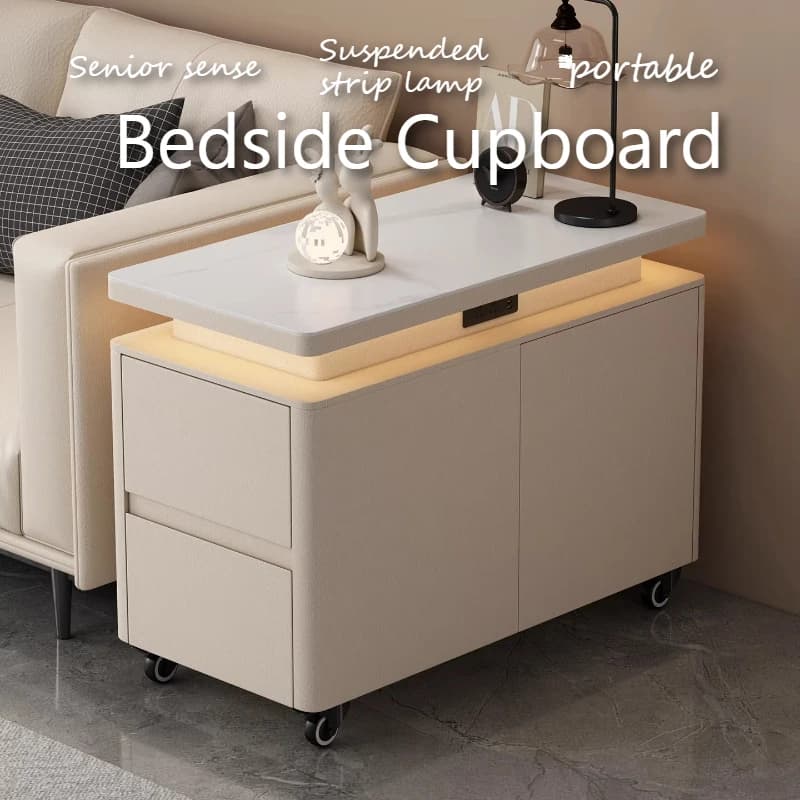 Multifunction Cabinet Storage Bedside Table Decor Aesthetic Wooden Frame Nightstands Comfortable Bedroom Room Furniture Home