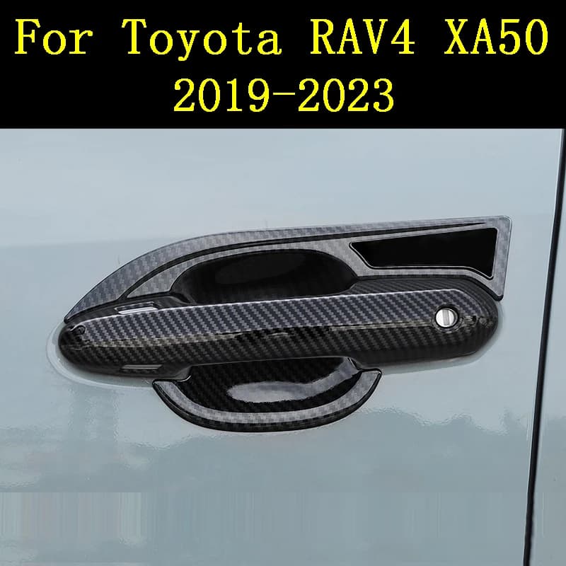 LHD Door Handle Cover Trim For Toyota Rav4 Rav 4 Xa50 2023 2022 2021 Car Accessories Plastic Imitation Carbon Fiber