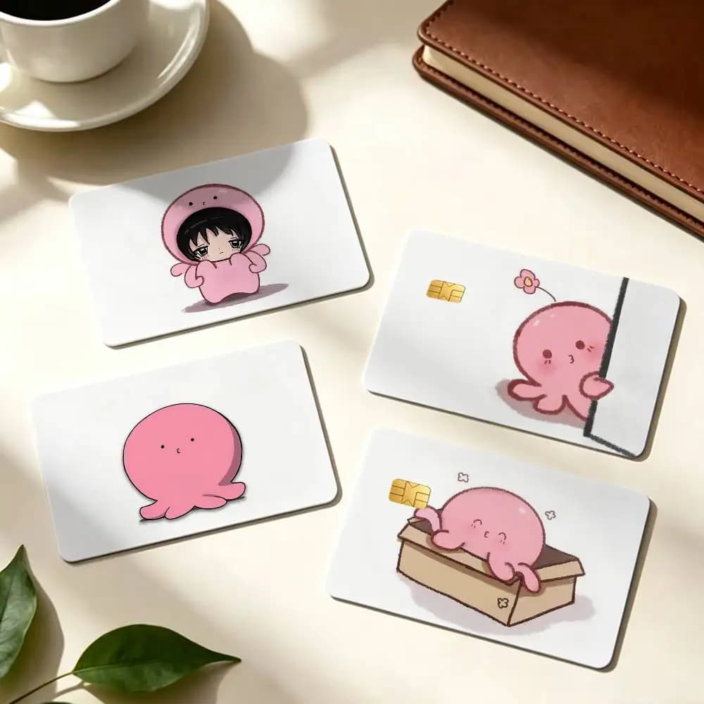 So cute T-Takopii no Genzai T-Takopi 1Set 4Pcs Waterproof Card Skin Stickers for Credit Bus IC Cards