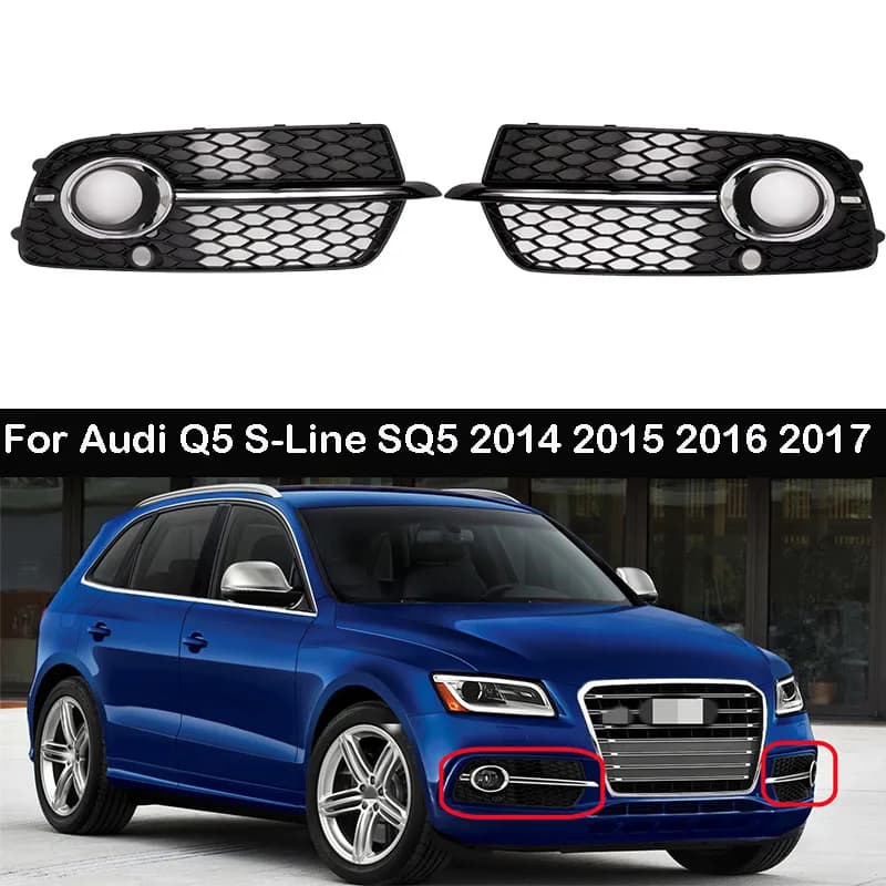 A Pair For Audi SQ5 Q5 S-Line 2013 -2017 Car Front Bumper Fog Light Grill Cover 8R0807681S 8R0807682N