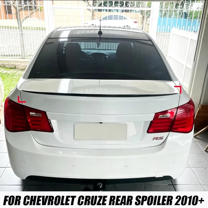 For Chevrolet Chevy Accessories Cruze Lt Rs 2010+ Car Rear Trunk Spoiler Wing Lip Glossy Black Soft Plastic