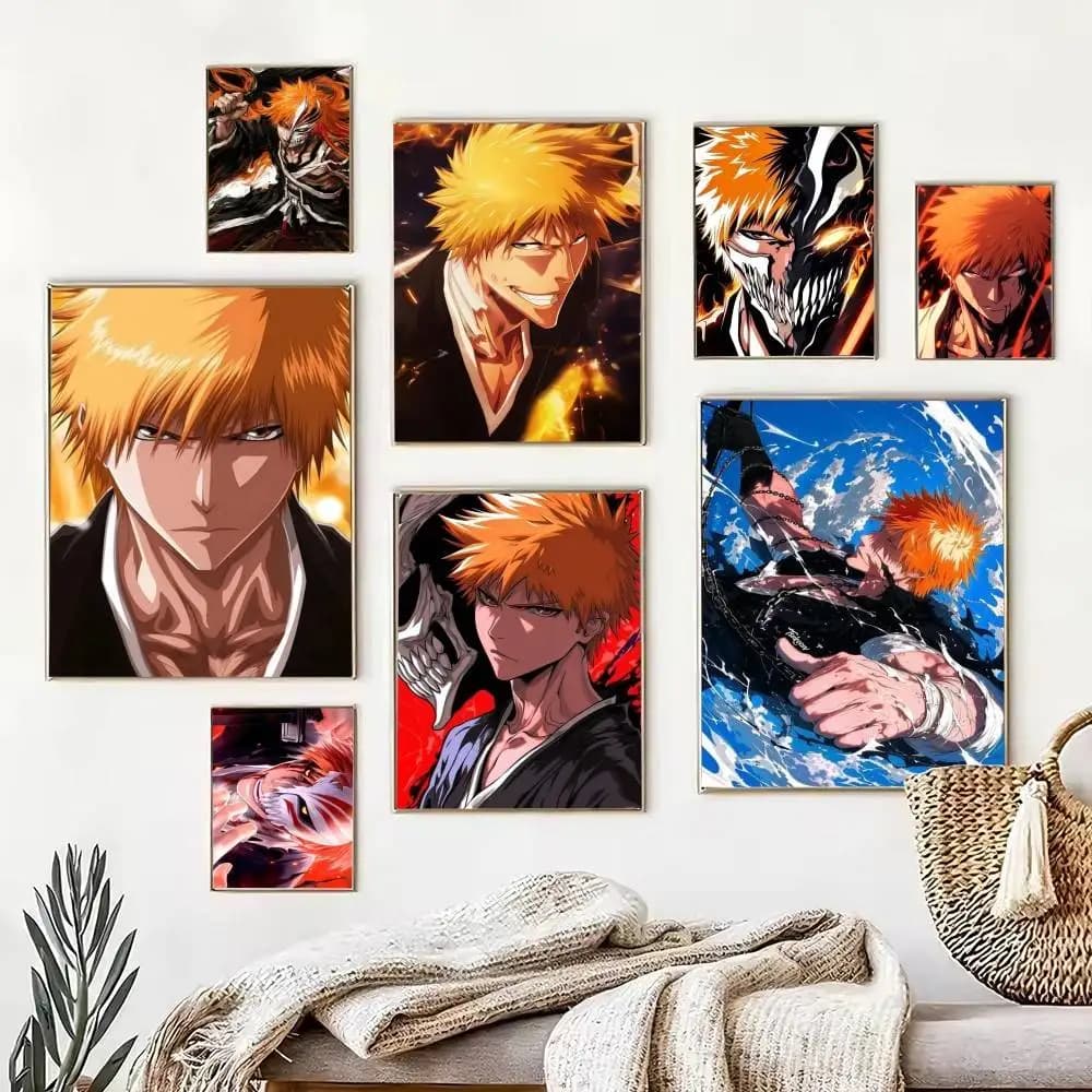 BLEACH K-Kurosaki Ichigo  Poster Waterproof Wall Art Sticker For Bar Living Room Vintage Decor High Quality Print Gift