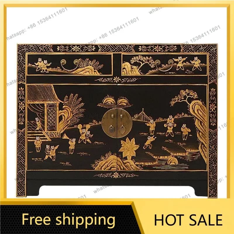 XX. Chinese solid wood, simple locker, retro entrance, home storage cabinet
