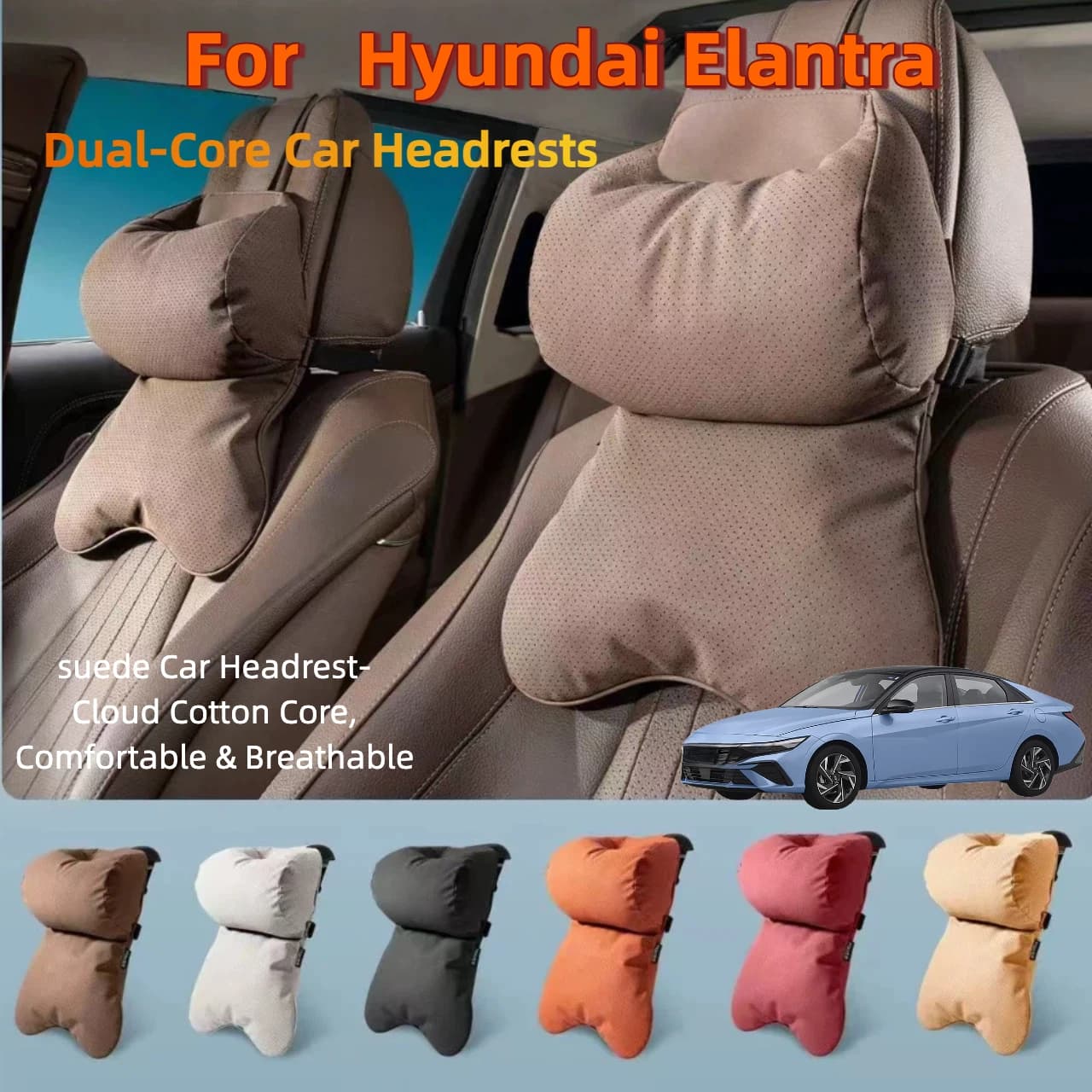 Dual-Layer Breathable Car Headrest For Hyundai Elantra Double Layer Neck Shoulder Support 4 Seasons Univers