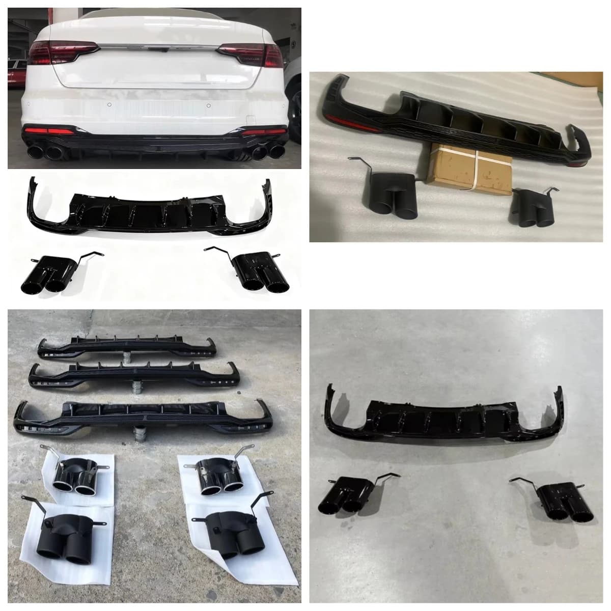 Stlf Hot Sale Car Body Kit S-line Normal Version Rear Bumper Diffuser With Tailpipe For A4 S4 B9.5 To RS4 Style 2020-2023