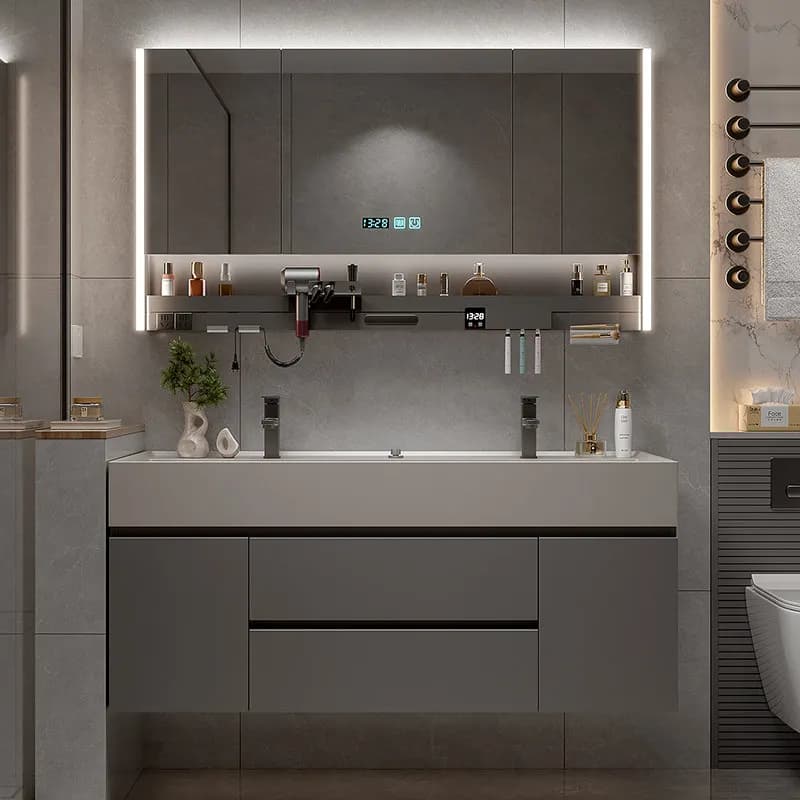 Wall Mirror Bathroom Cabinet Accessories Makeup Decorations Display Wooden Cupboard Modern Toilet Gabinete Trendy Furniture