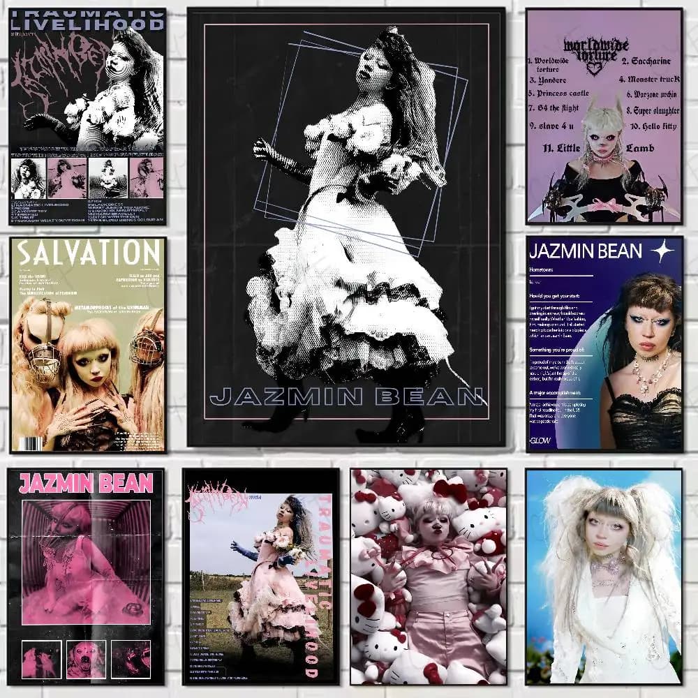 Singer J-Jazmin B-Bean Poster Sticker Vintage Movie Posters Print Waterproof Wall Art For Living Room Bedroom Home Decor