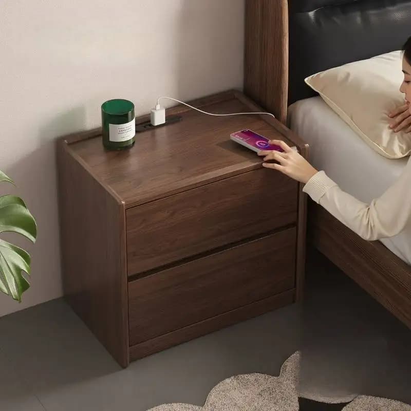 Decor Storage Nordic Nightstands Wood Rustic Brown Retro Mid Century Nightstands Bedroom Drawer Mesitas De Noche Furniture Home
