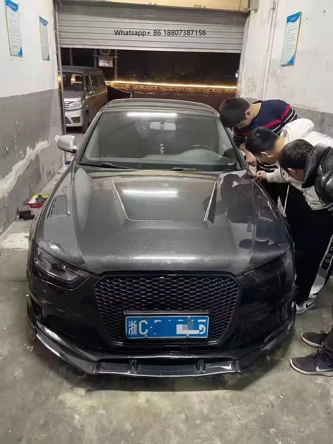 High Quality Honeycomb  Carbon Fiber  Engine Cover Hood forAudi A4 S4 B8.5 Carbon Fiber Honnet  2013-2016