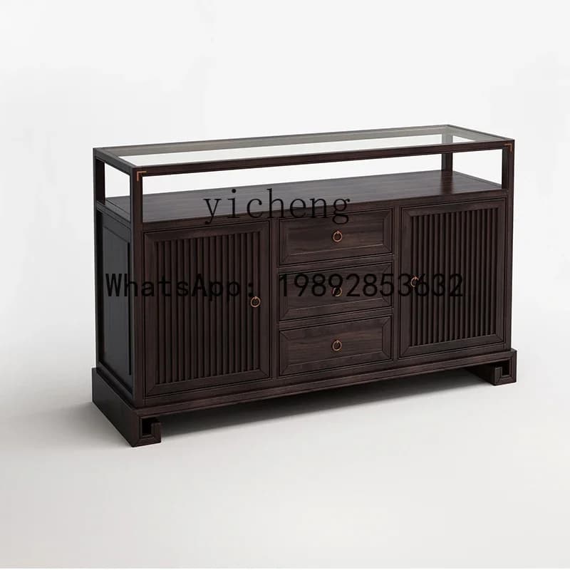 W8- New Chinese Style Entrance Hall Cabinet Model Room Villa Storage Cabinet Simple Furniture