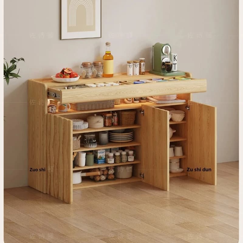 LH medieval cream style all solid wood dining side cabinet indoor storage, the entrance cabinet is against the wall