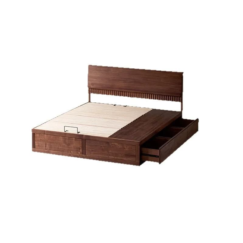 North American black walnut full solid wood box bed floor drawer bed bedroom storage double  wedding bed