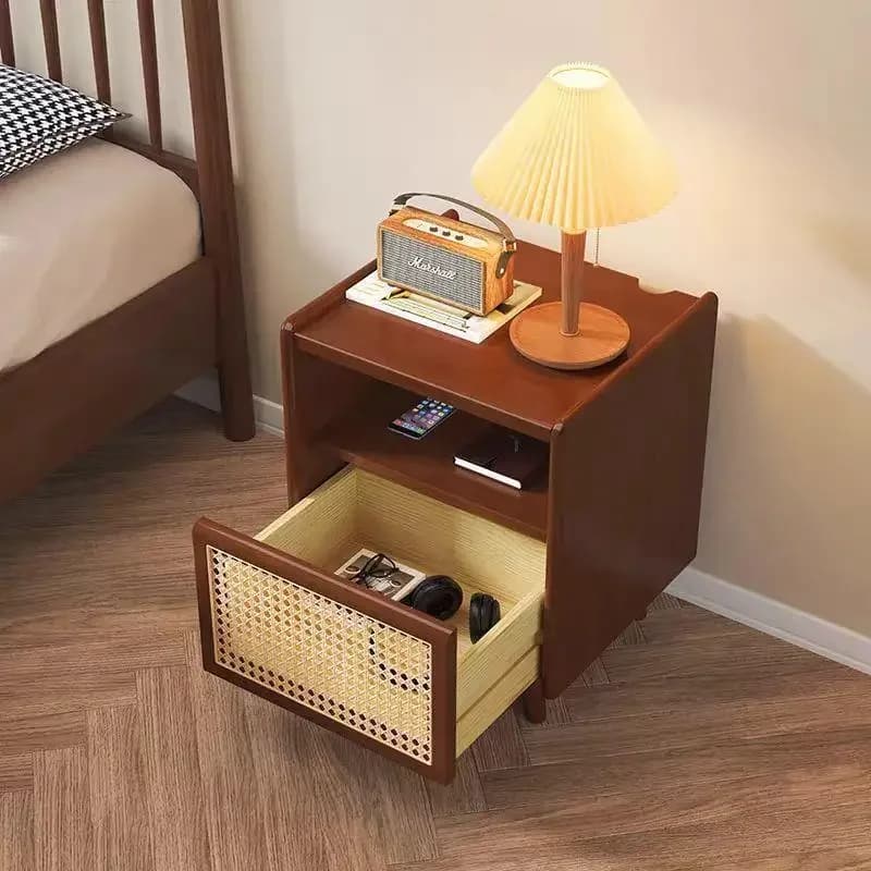 DSA medieval style simple modern rubber wood storage bedside table small apartment children light luxury rack household locker
