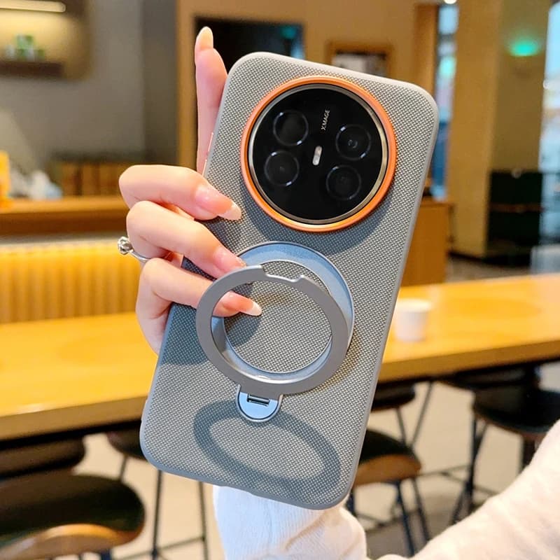With Holder Phone Case For HuaWei Mate 70 Air Magnetic Wireless Charger PC Hard Shell Protective Solid Color Back Cover