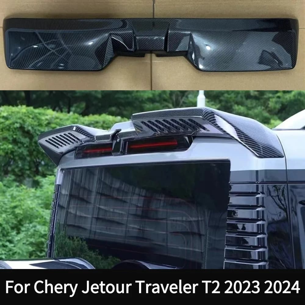 For Chery Jetour Traveler T2 2023 2024 Rear Roof Trunk Lid Car Spoiler Tail Wings Bright black ABS material Tuning Exterior Acce