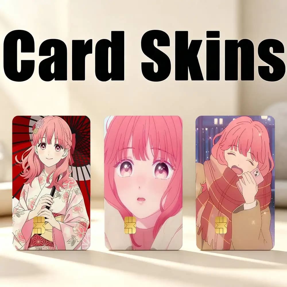 Yubisaki to Renren Y-Yuki Itose 1Set 4Pcs Card Skin Stickers, Waterproof Decorative Film for Credit Debit Bank Bus IC Cards