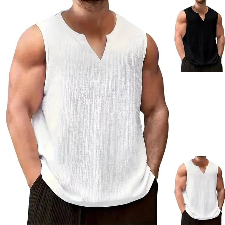 Summer Vest Men's Fitness Casual Slim-fit Sports V-neck Thin Breathable Sleeveless T-shirt