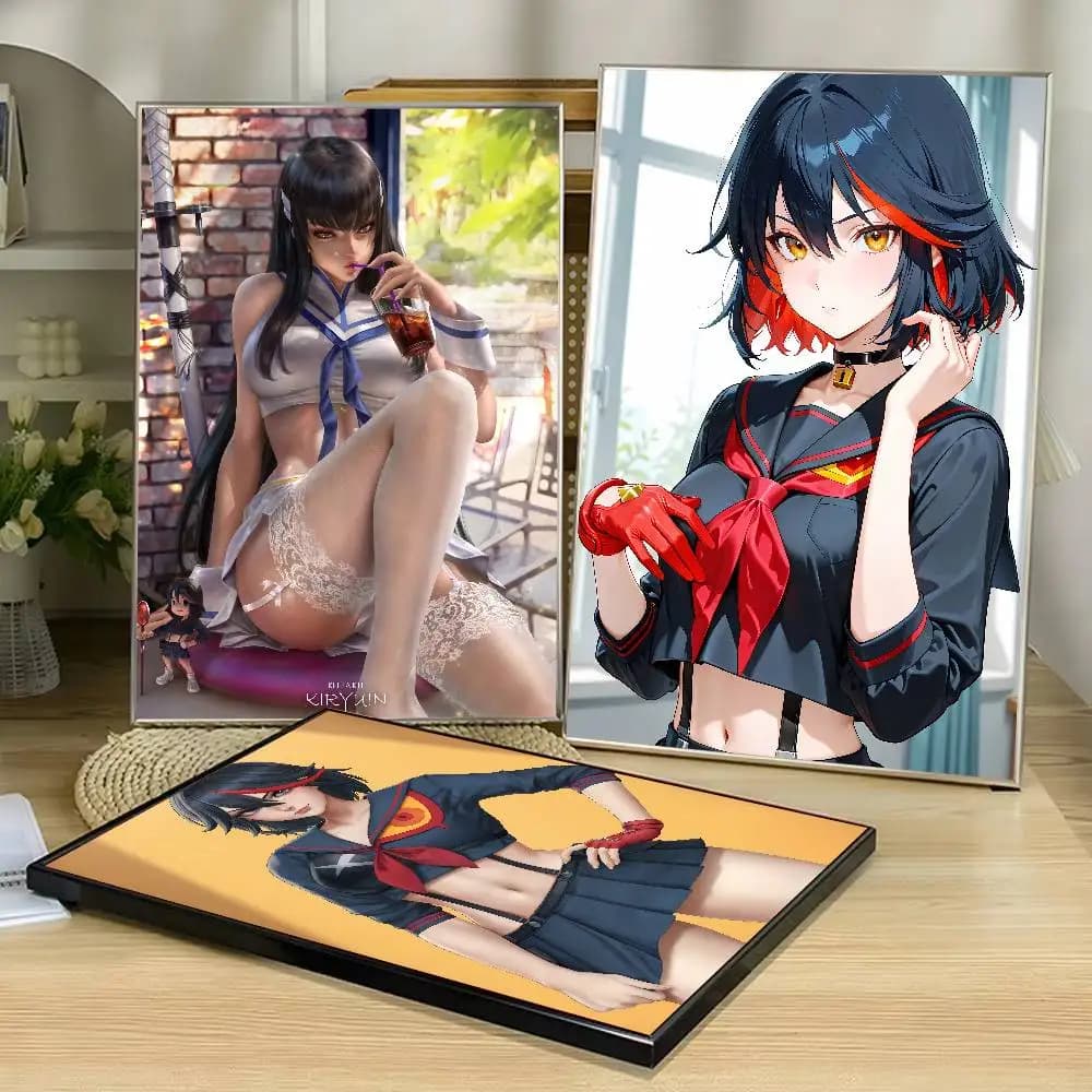Cool Ryuko Matoi Poster Self-adhesive Art Anime Kill La Lill Paper Sticker Coffee House Bar Room Wall Decor