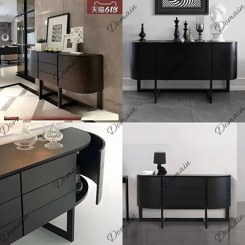 Italian Luxury Solid Wood Console Table Semi Round Entryway Table Modern Simple Sideboard for Living Room Hallway