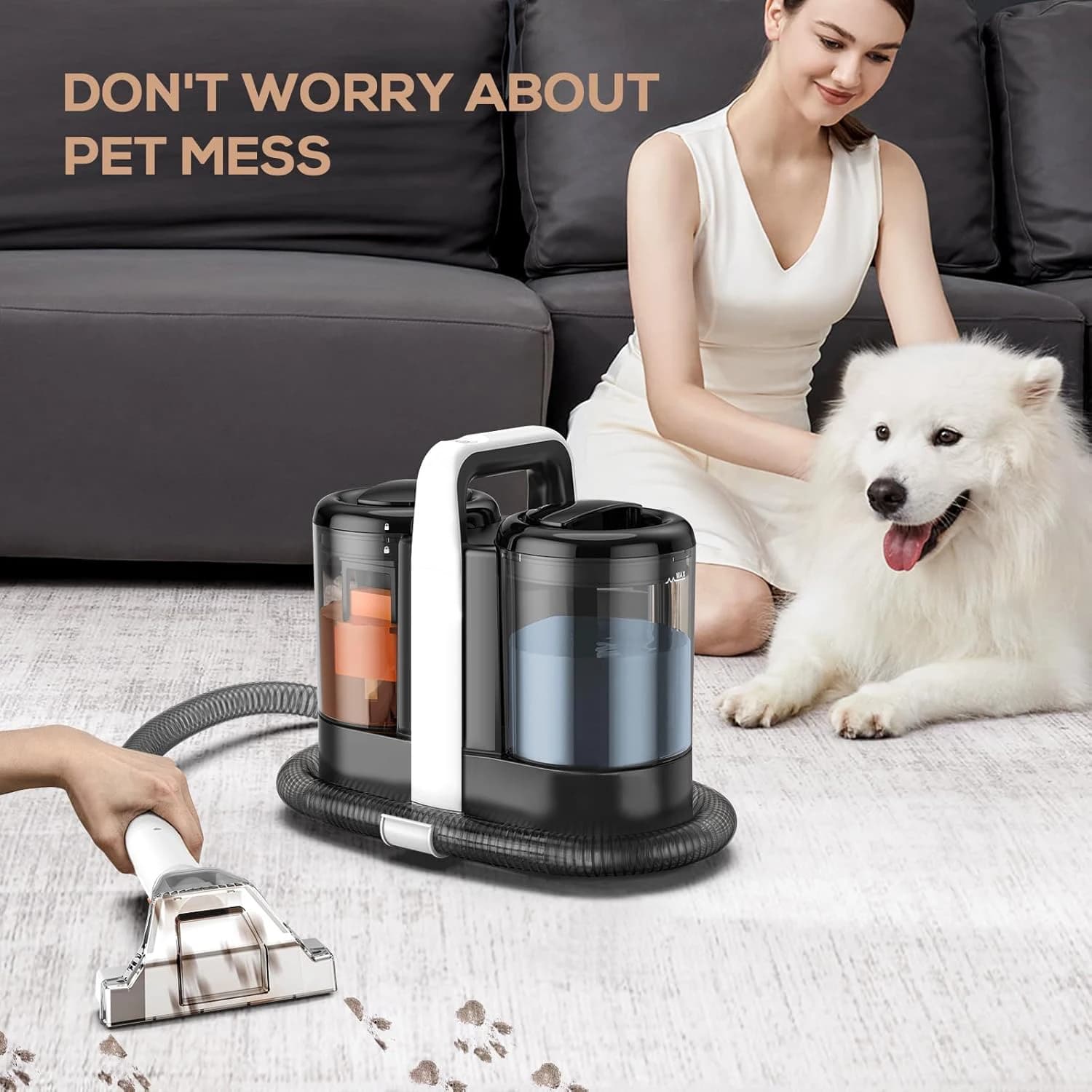 Portable Carpet Spot Cleaner for Tough Stains Pet Messes Odour Removal 600W 15Kpa Handheld Wet Dry Vacuum Cleaner