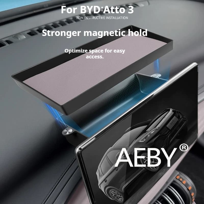 AEBY For BYD Atto 3 Smart Driving Edition 2025 Double Layer Storage Box Tray,Anti-Slip Storage Box Tray,Dashboard Organizer