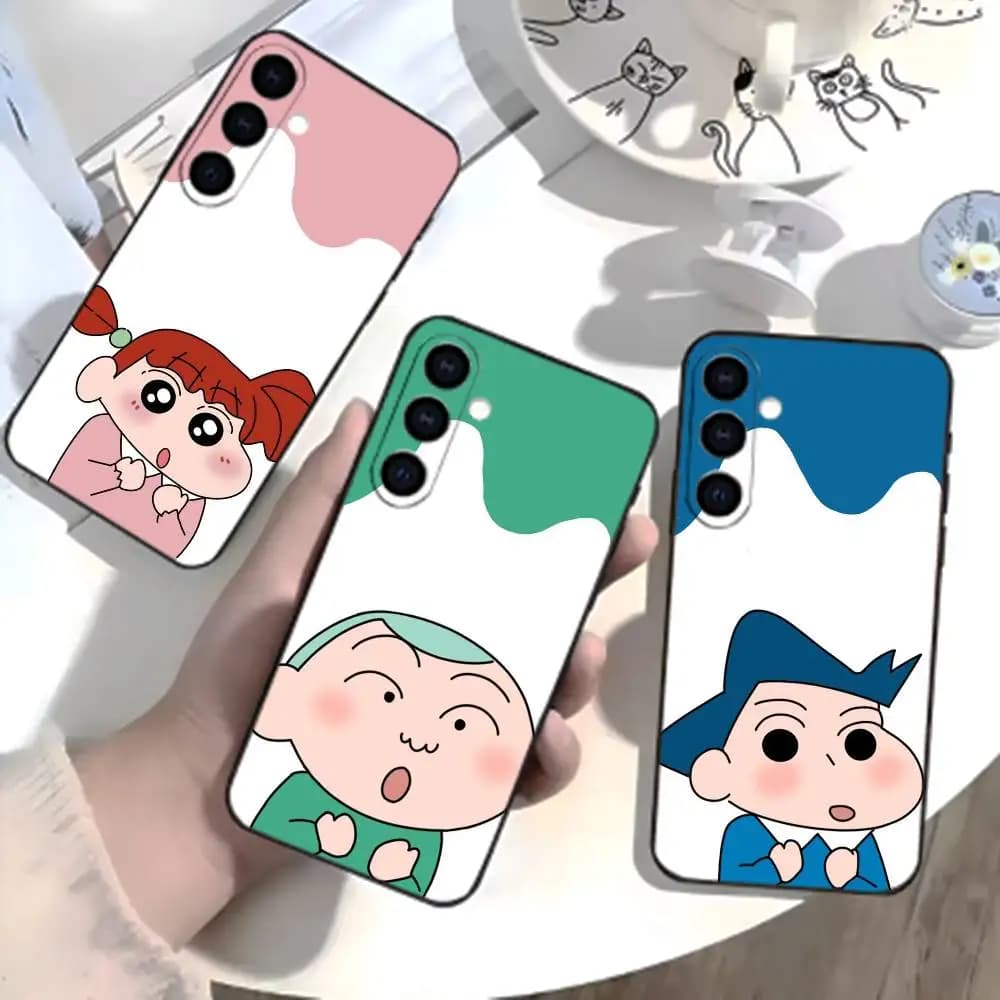 Cartoon X-Crayon Shin-chan Phone Case For Samsung Galaxy A73,A21s,A22,A31,A52,A53,A71,A41Soft Black Shell