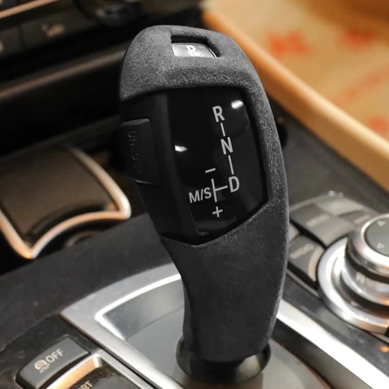 Suede Overlay Interior Car Gear Shift Knob Cover Gears Shell For BMW 5 series E60 X5 X6 E70 E71 2008 2009 2010 2011 2012 2013