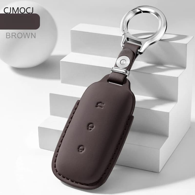 Premium Genuine Leather Key Cover Case for Geely Galaxy L7 / L6 / E5 / E8 / Max / Starship 7 (2024) - Protective Key Fob Shell